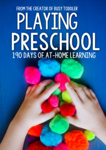 HOMESCHOOL PRESCHOOL CURRICULUM: Meet Playing Preschool - 190 days of at-home learning for preschoolers; easy activities for preschoolers; home preschool program; alphabet activities; quick and easy learning activities from Busy Toddler