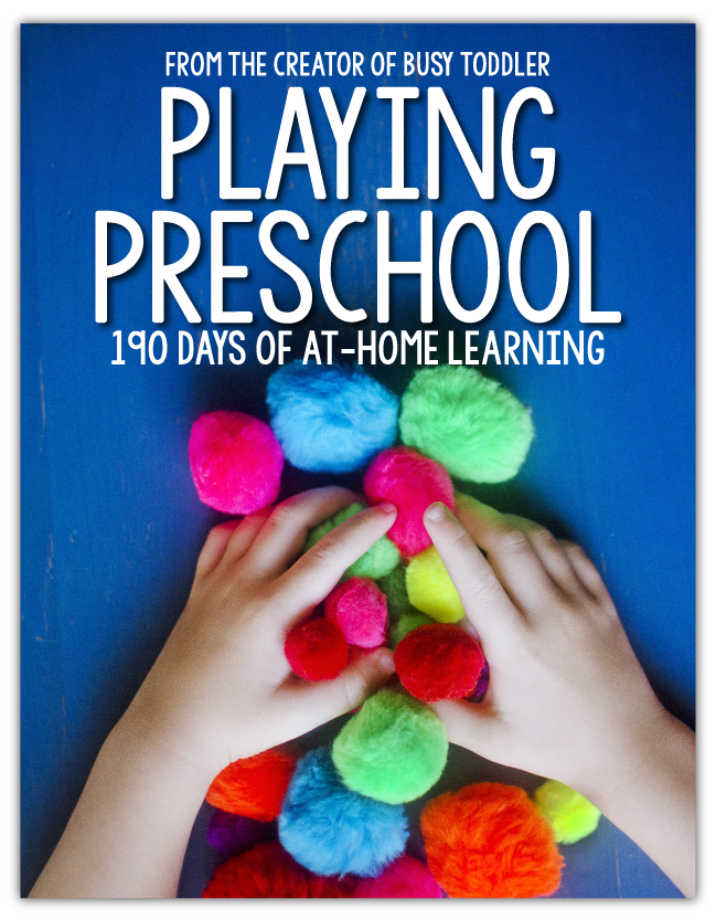 HOMESCHOOL PRESCHOOL PROGRAM: Meet Playing Preschool - 190 days of at-home learning for preschoolers; easy activities for preschoolers; home preschool program; alphabet activities; quick and easy learning activities from Busy Toddler