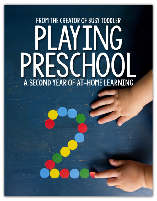 PLAYING PRESCHOOL YEAR 2: Welcome to the second year of the Playing Preschool Program; homeschool preschool; preschool at home; preschool lesson plan; preschool curriculum; homeschool curriculum; at-home learning activities from Busy Toddler